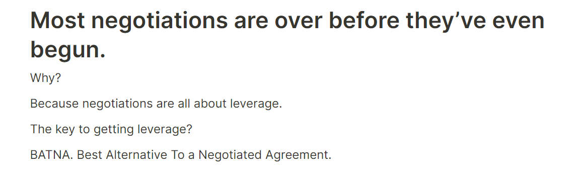 Car dealer negotiation leverage example