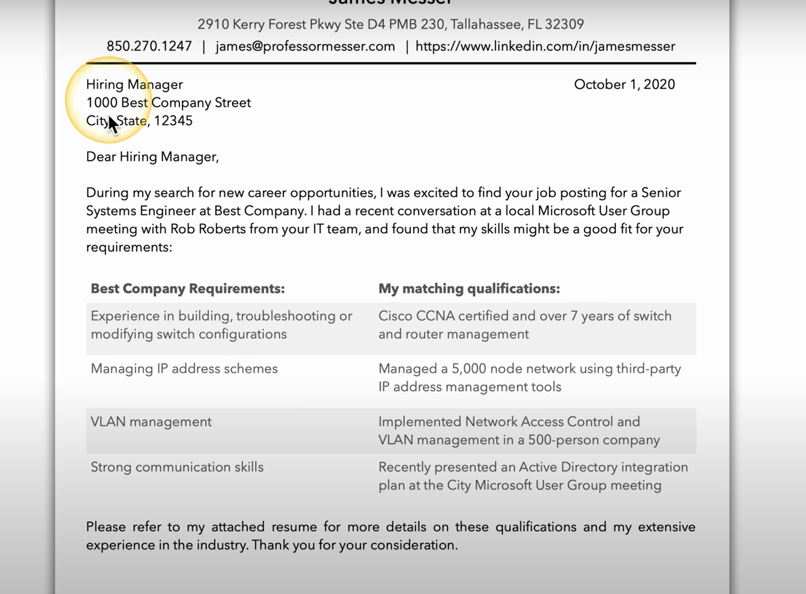 T cover letter format example